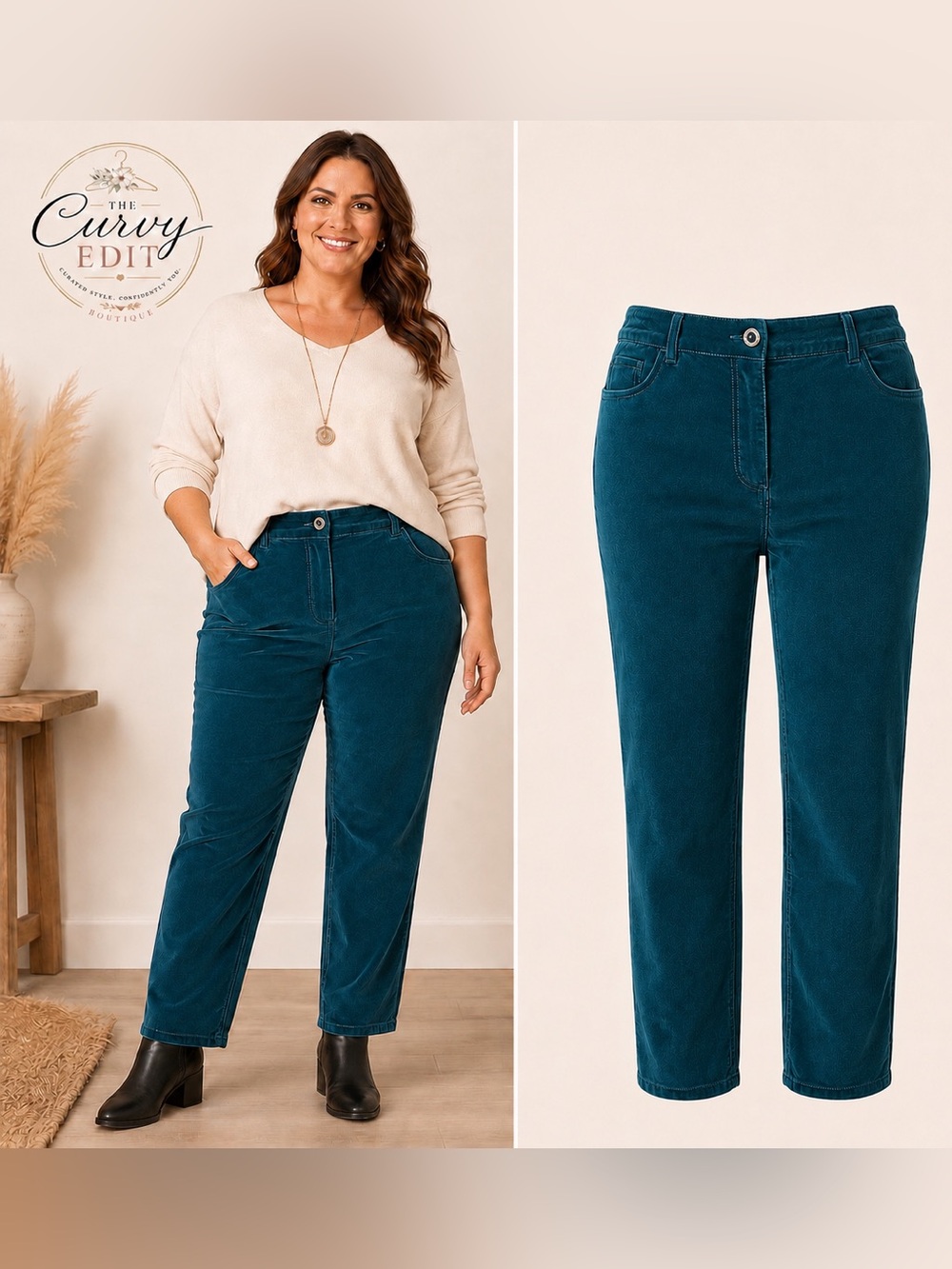 Chico’s 2.5 Dark Teal Brushed Denim Pants Stretch Straight Leg Jewel Button Chic